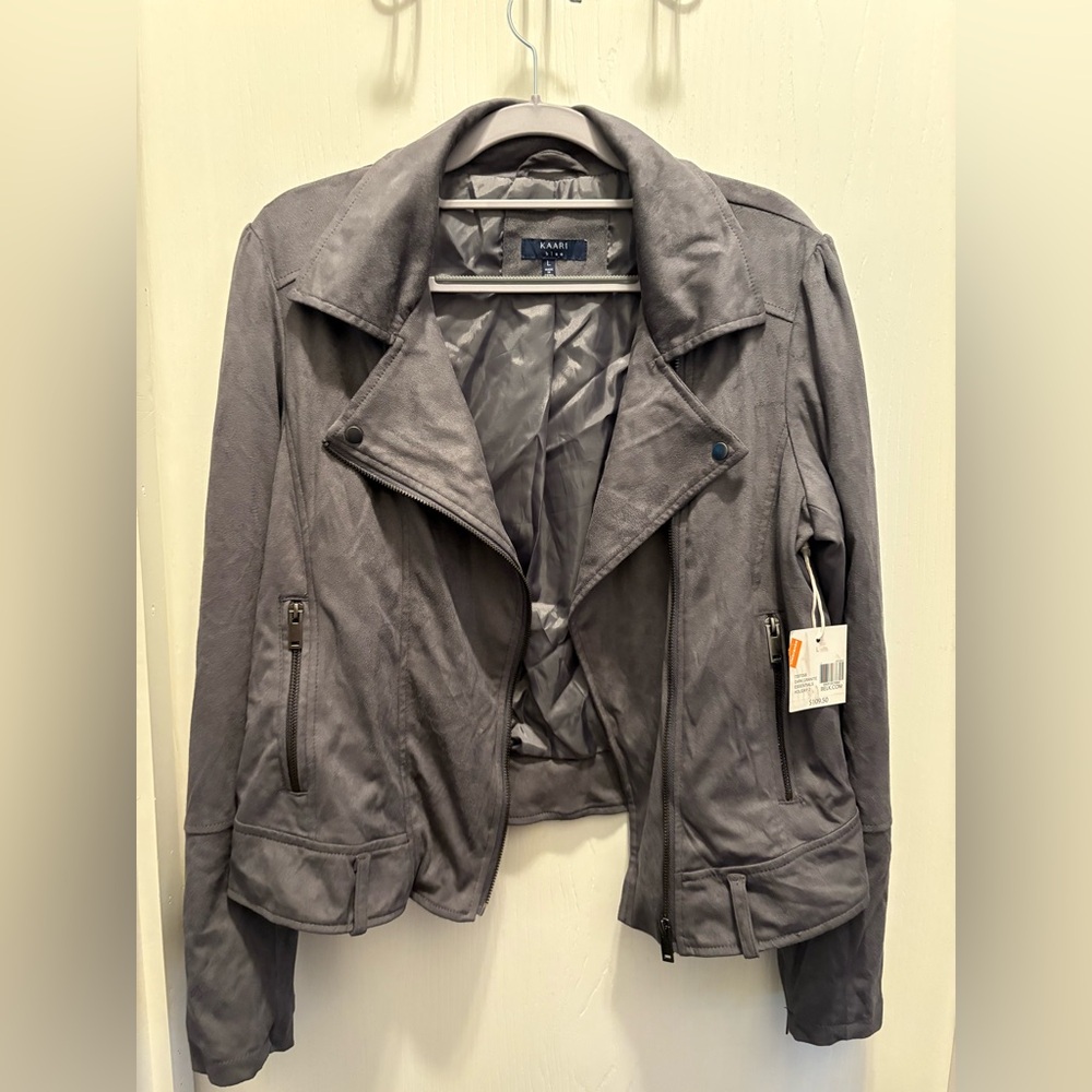 Grey faux suede jacket